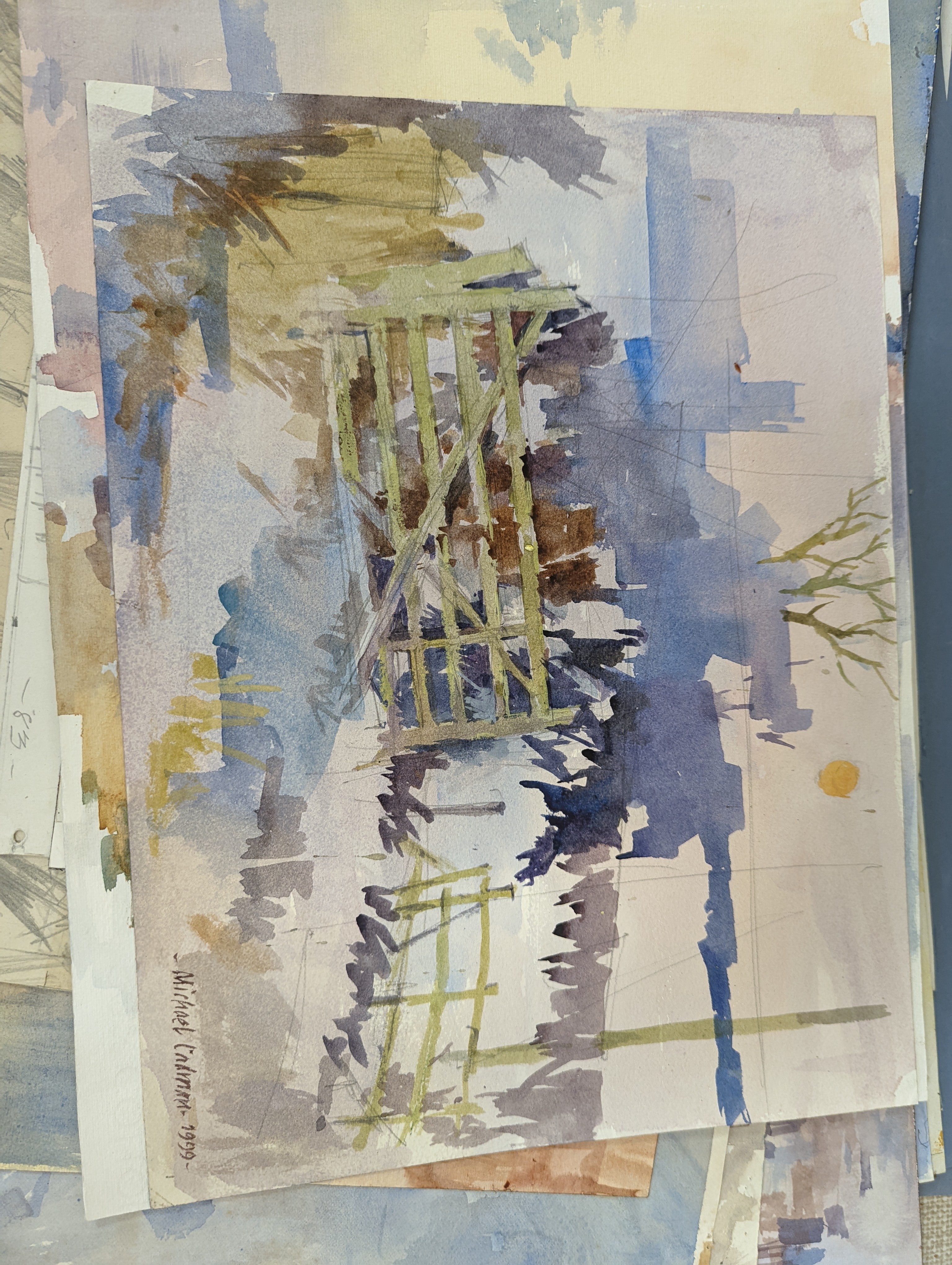 Michael Cadman (1920-2010), a group of assorted watercolours, mostly topographical scenes c.1995 to 2003, largest 46 x 61cm, one framed, the others unframed